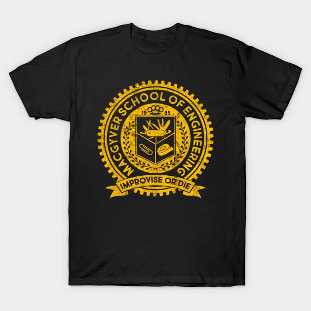 Retro - MacGyver School Of engineering T-Shirt by Kerambawesi